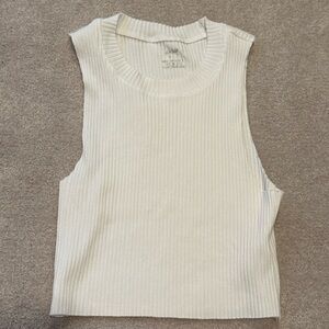 Aerie Ribbed White Tank Top